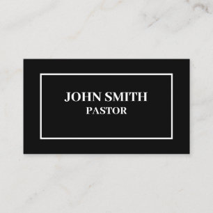 Church Pastor Black Minimalist QR code Business  Card