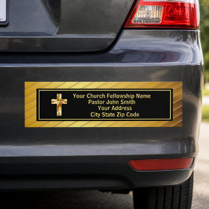Church Pastor Classy Gold And Black Bumper Sticker