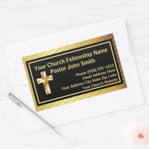 Church Pastor Classy Gold And Black Business Rectangular Sticker