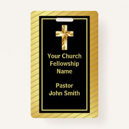 Church Pastor Classy Gold And Black  ID Badge