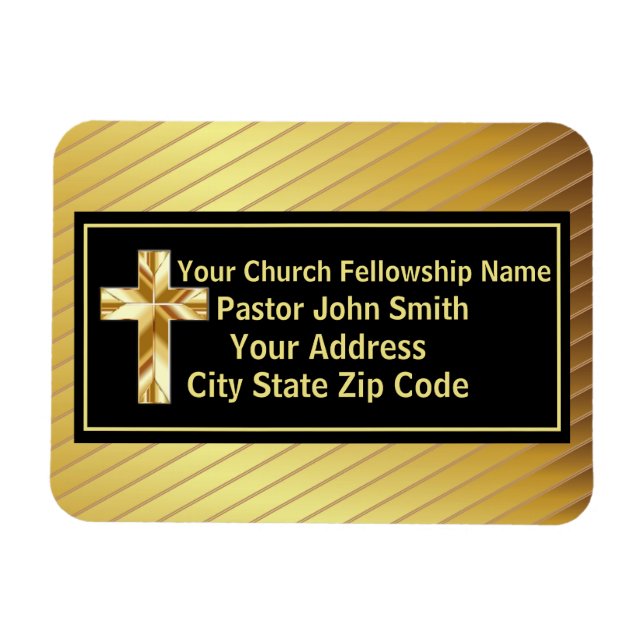 Church Pastor Classy Gold And Black  Magnet (Horizontal)