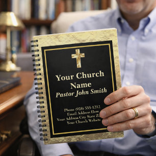 Church Pastor Classy Gold And Black Office Journal