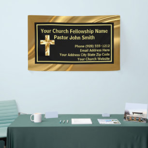 Church Pastor Elegant Gold And Black Banner