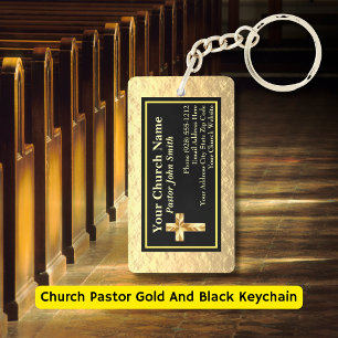 Church Pastor Gold And Black Bulk Key Ring