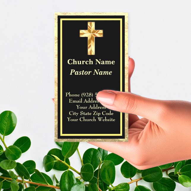 Church Pastor Gold And Black Business Cards (Church Pastor Gold And Black Business Card)