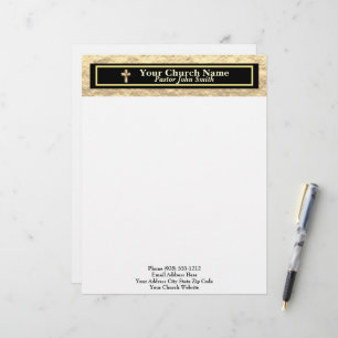Church Pastor Gold And Black Business  Custom Letterhead
