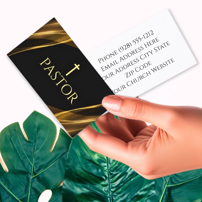 Church Pastor Gold and Black Marble Christian Business Card (Church Pastor Gold and Black Marble Christian Business Card)