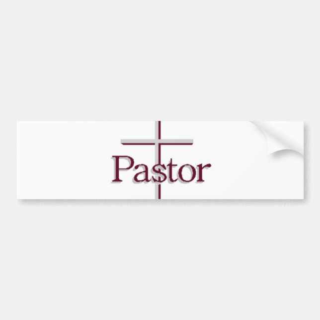 Church Pastor Grey Cross Bumper Sticker (Front)