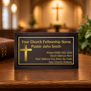 Church Pastor Grunge Gold  Business Card