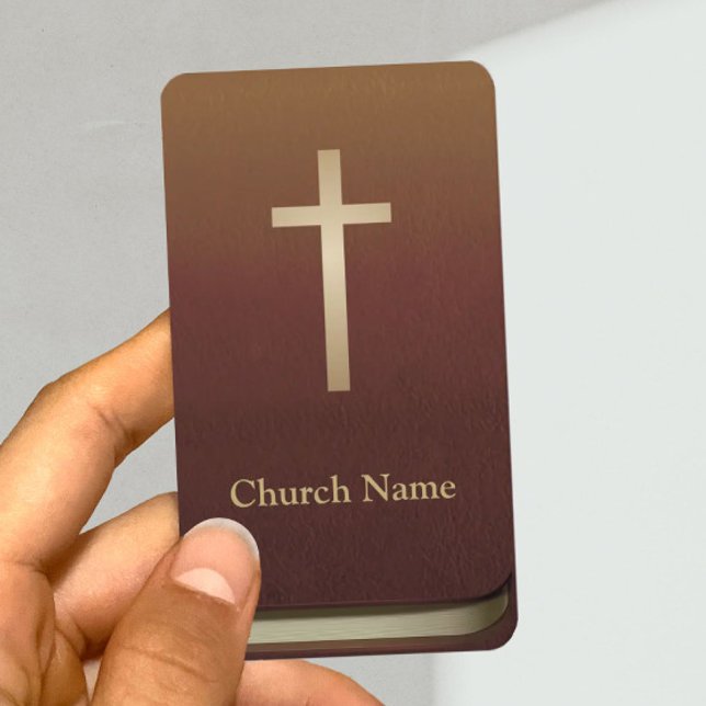 Church Pastor Minister Gold Cross Bible Book Business Card (Creator Uploaded)