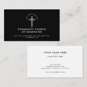 Church Pastor Modern Minimal Custom Logo Black Business Card