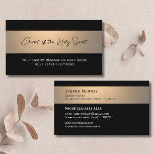 Church Pastor or Minister Black and Gold Business Card