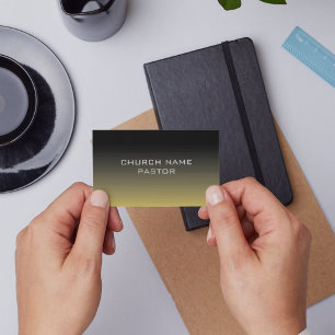 Church Pastor Shaded Gold Black Christian Business Card