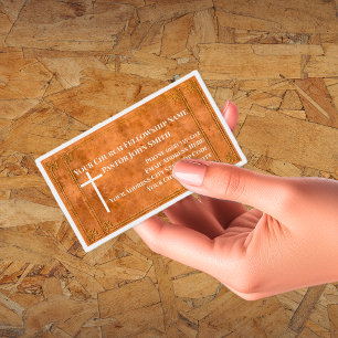 Church Pastor Stamped Leather Elegant Christian Business Card