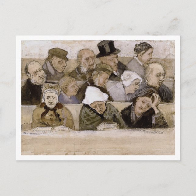 Church Pew with Worshippers, Vincent van Gogh Postcard (Front)