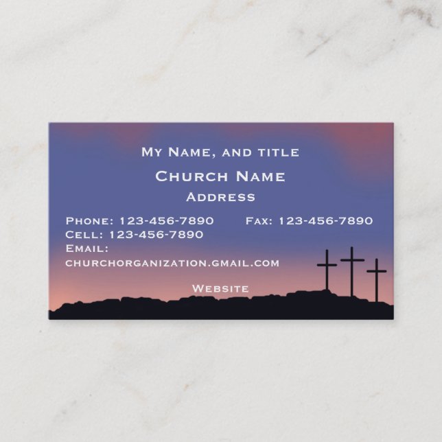 Church / Religious Three crosses Sunset sky Business Card (Front)