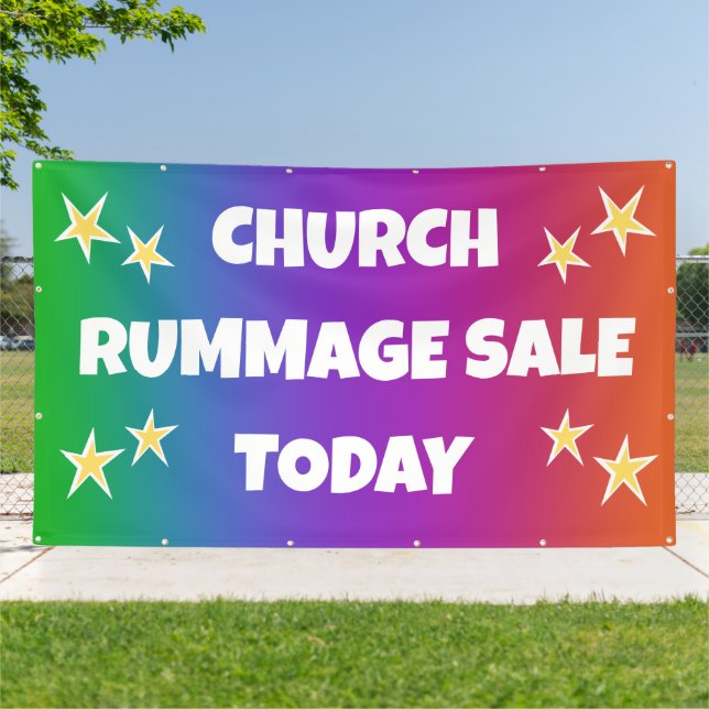 Church Rummage Sale! Rainbow Banner (Outside)