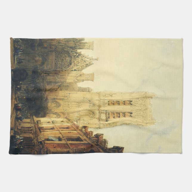 Church Saint-Jacques in Dieppe Tea Towel (Horizontal)