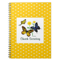 Church Secretary Butterflies Notebook