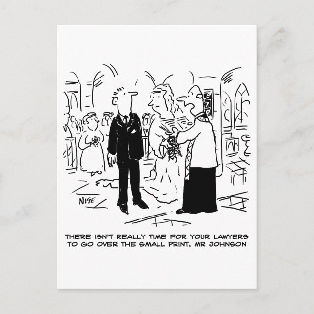 Church Service Wedding Vicar Says No to Lawyers Postcard (Front)
