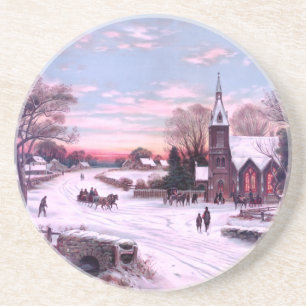 Church Services Christmas Eve Morning Coaster