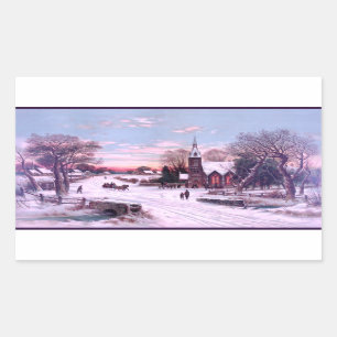 Church Services on Christmas Eve Morning Rectangular Sticker