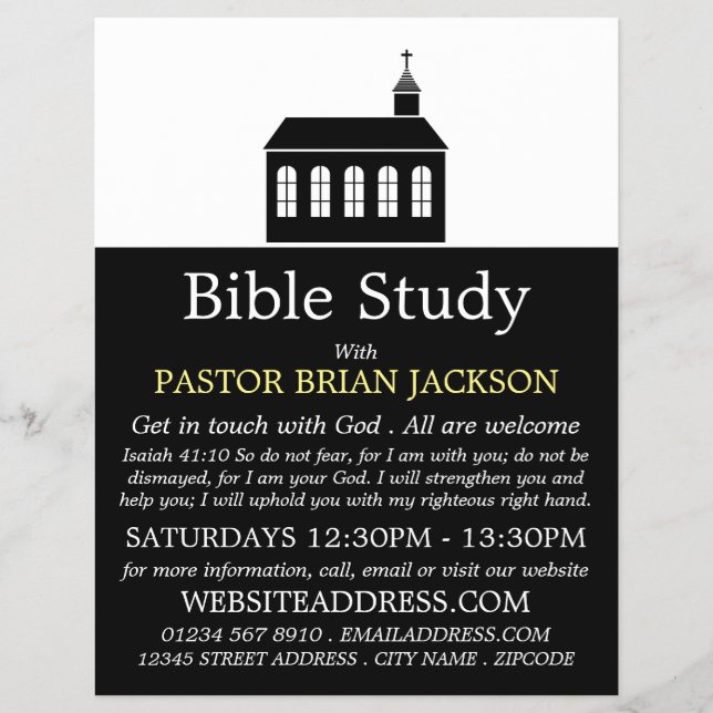 Church Silhouette, Christian Bible Class Advert Flyer (Front)