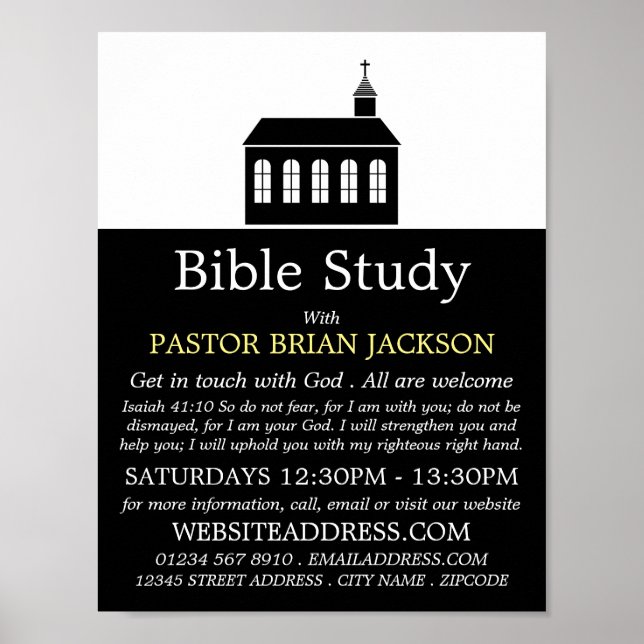 Church Silhouette, Christian Bible Class Advert Poster (Front)