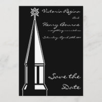 Church Steeple Save the Date Invitation Black