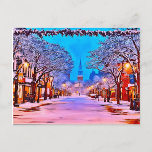 Church Street Burlington Vermont Winter Postcard