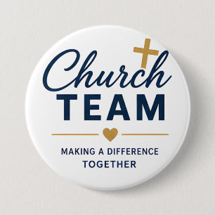 Church Team Logo for Volunteer Team Members 7.5 Cm Round Badge