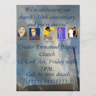 Church tenth anniversary invitation