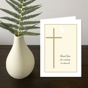 Church Thank You for Coming Cross and Dove Card