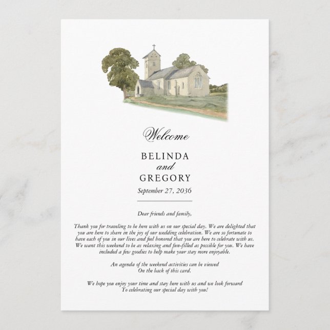 Church Traditional Monogram Wedding Itinerary  Programme (Front)