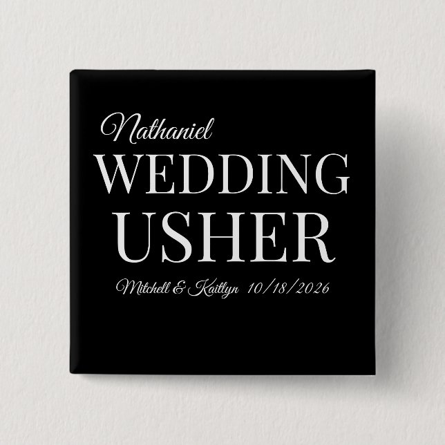 Church Usher Wedding 15 Cm Square Badge (Front)