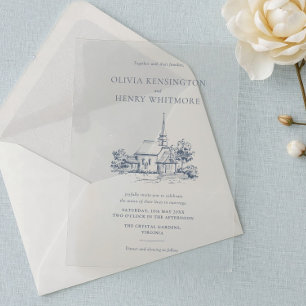 Church Venue Sketch Minimalist Wedding Acrylic Invitations