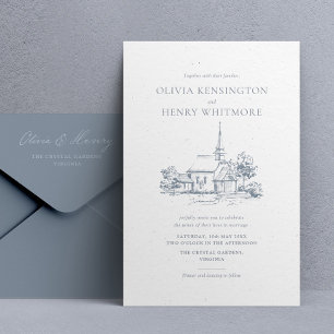 Church Venue Sketch Wedding Invitation