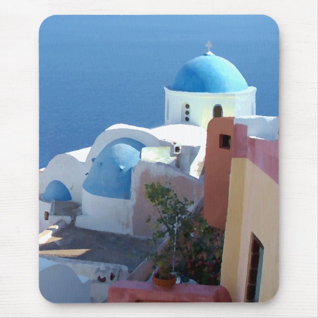 Church Views on Santorini, Greece Mouse Pad (Front)