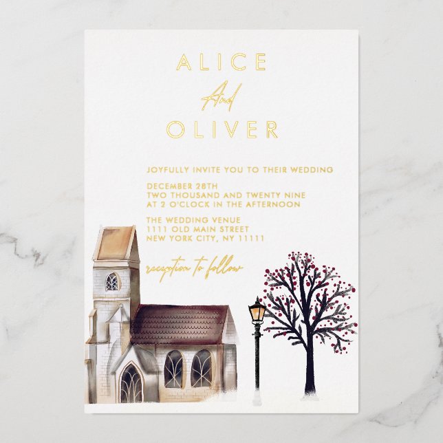 Church Watercolor Winter Religious Ceremony (Front)