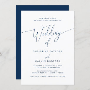 Church Wedding Ceremony Celebration, Navy Blue Invitation