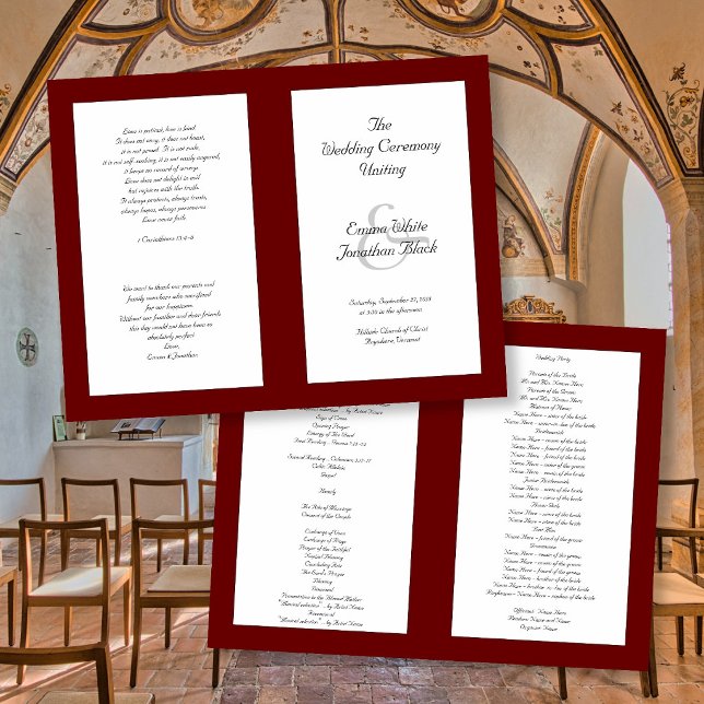Church Wedding Ceremony Folded Program Template (Creator Uploaded)