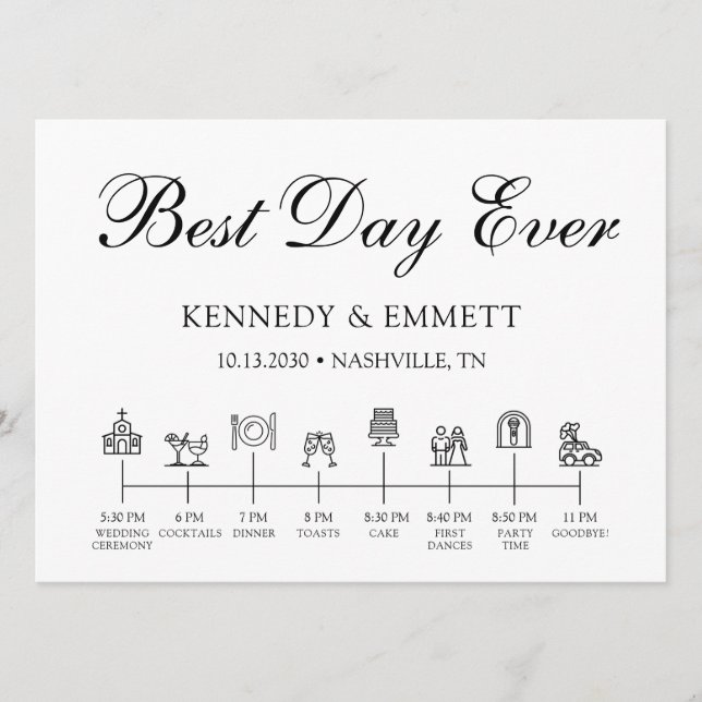 Church Wedding Day Timeline Program Programme (Front)