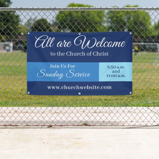 Church Welcome Sign Hanging Banner (Insitu)