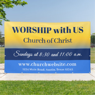 Church Welcome Sign Ombre Hanging Banner