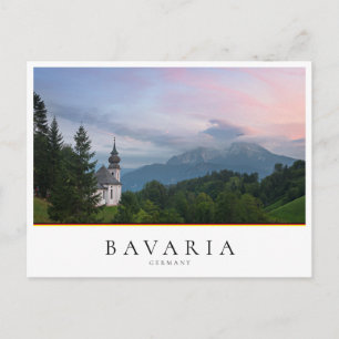 Church with Alps mountains at sunset Postcard