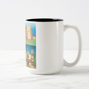 Churches of New Mexico! Original art! Two-Tone Coffee Mug