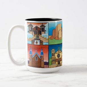 Churches of New Mexico! Original art! Two-Tone Coffee Mug