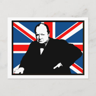 Churchill and Union Jack Postcard