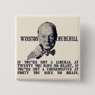 Churchill on Conservatives and Liberals 15 Cm Square Badge