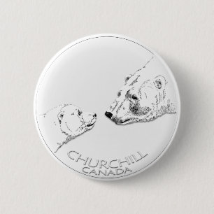 Churchill Souvenirs Polar Bear Art Shirts & Gifts 6 Cm Round Badge